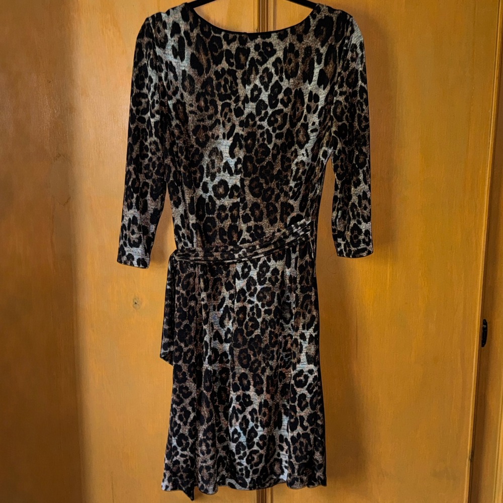 Tahari ASL Leopard Animal Print Sheath Dress Knee Length Evening Going Out 14 - Picture 3 of 5